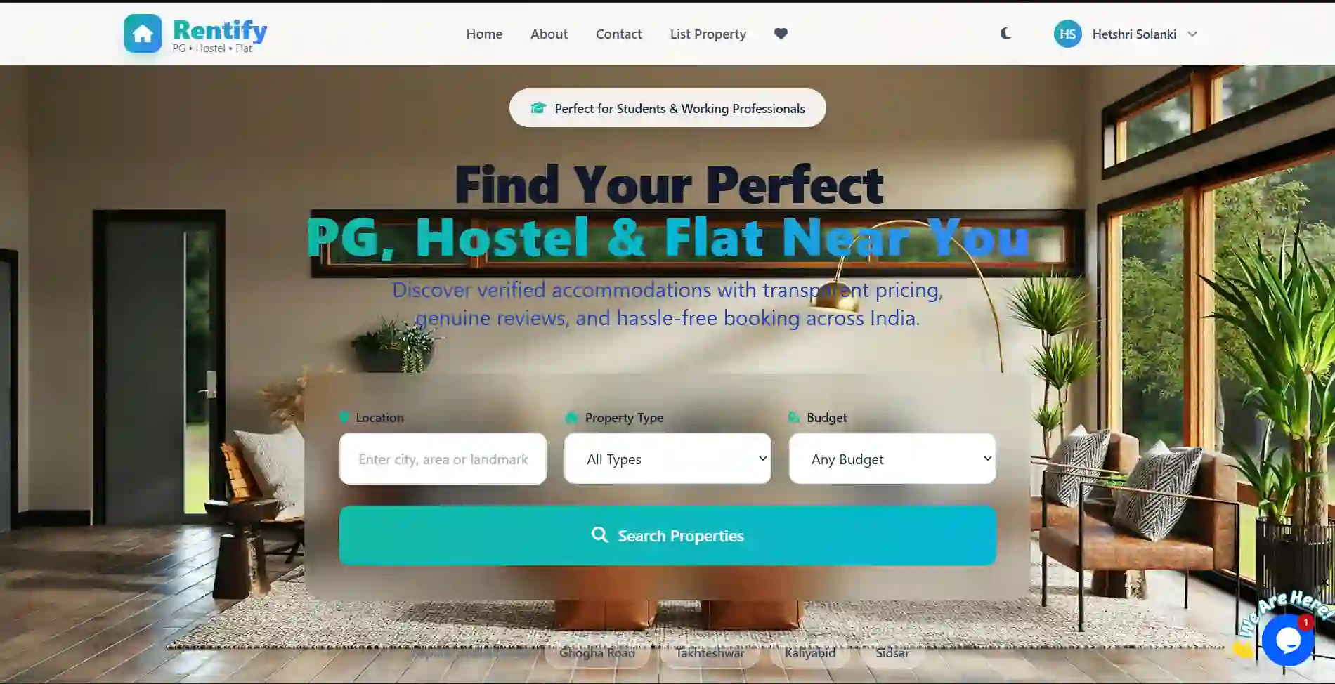 Rentify - Built a MERN stack web application for renting hostels and PG accommodations. project screenshot